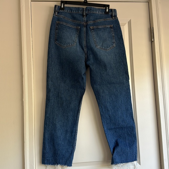 Loft High Waist Straight Crop Jeans in Dark Wash - Picture 4 of 6
